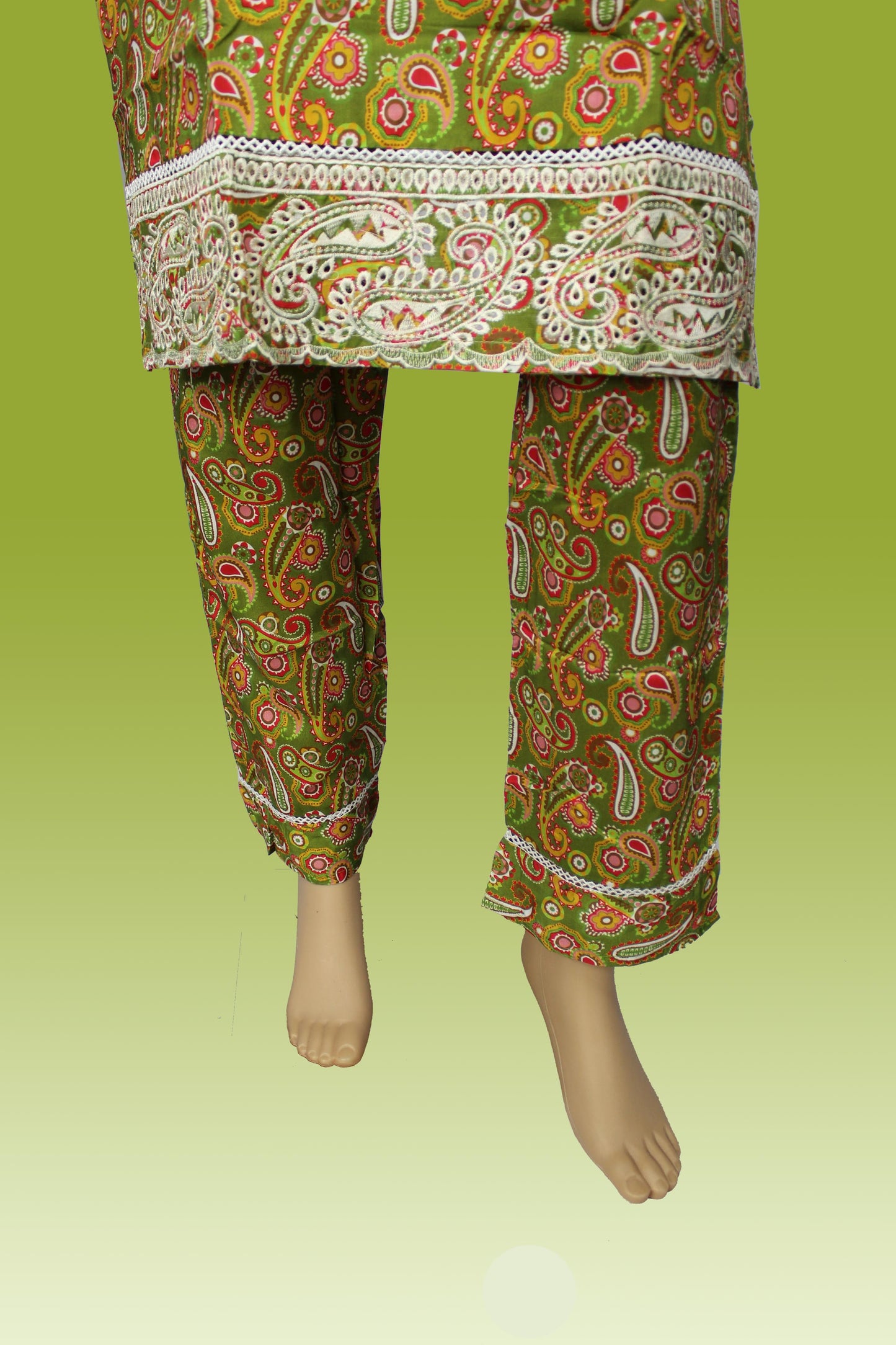 2 Piece - Khaddar - Digital Printed - Embroidered - Green - White - 4700