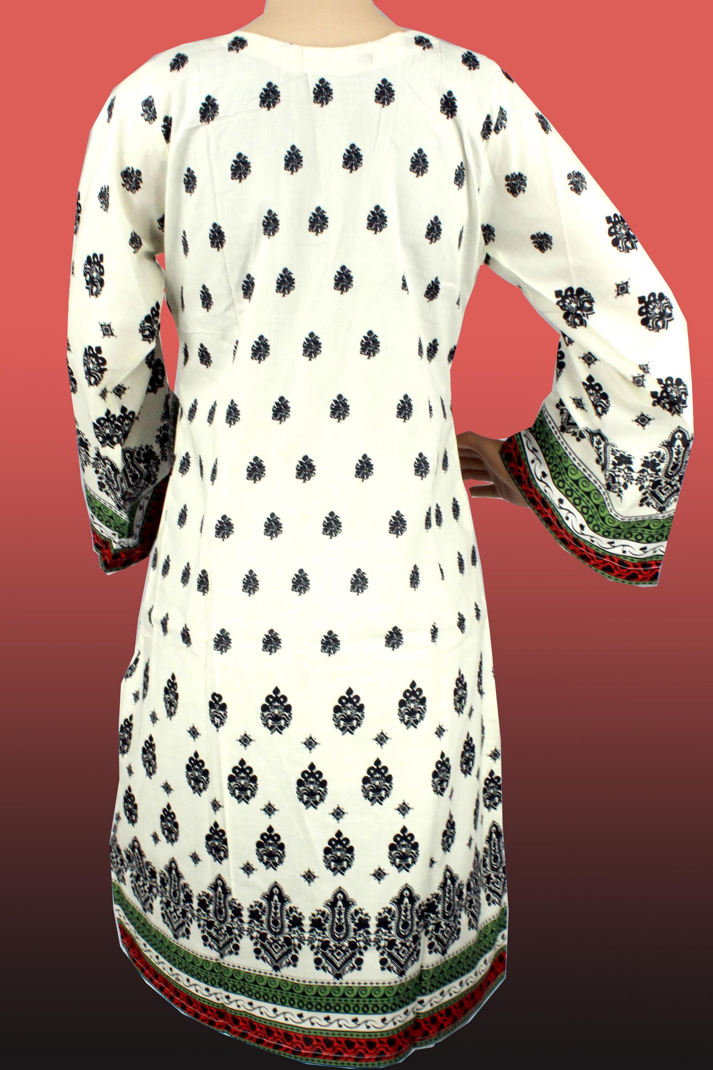 3 Piece - Cotton - Gown - Digital Printed - Black - White - 1400