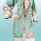 2 Piece - Cotton - Digital Printed - Handwork - Sky Blue-White-1700