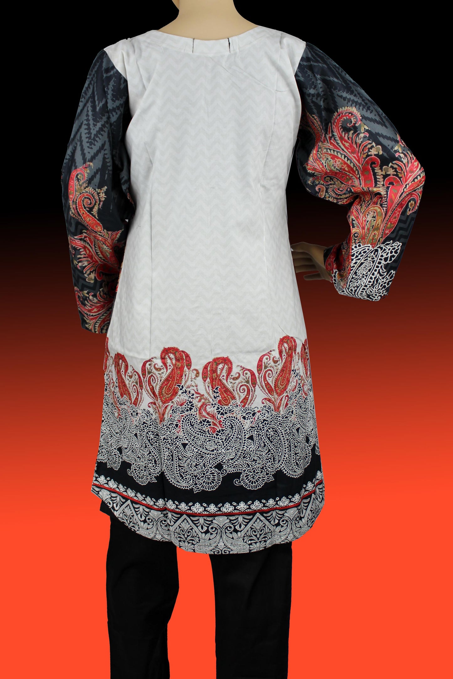 3-teilig - Baumwolle - Kleid - Digitaldruck - Schwarz - Weiß - 3100